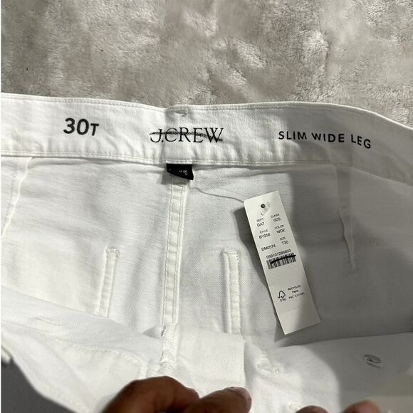 J.Crew Sailor Slim Wide-Leg Jean Women's 30T Tall White Patch Pockets NWT - Picture 5 of 14